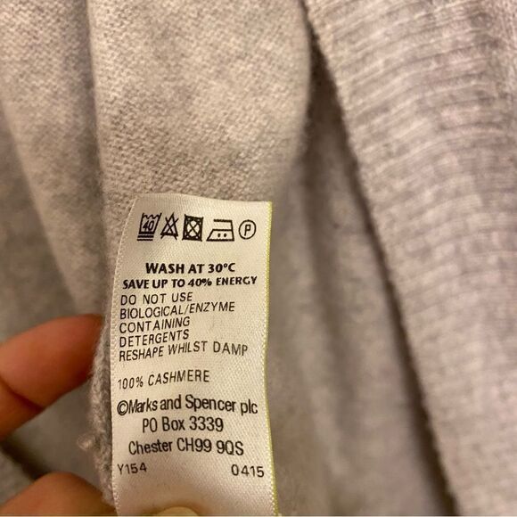 M&S Mark and Spencer relaxed open front gray 100% cashmere cardigan sweater 12/M - Picture 9 of 13